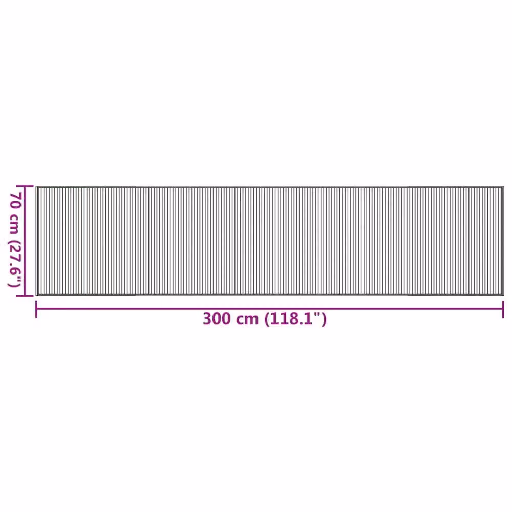 Berkfield Home Rectangular Bamboo Rug in Dark Grey, W: 70 cm, L: 300 cm – 3