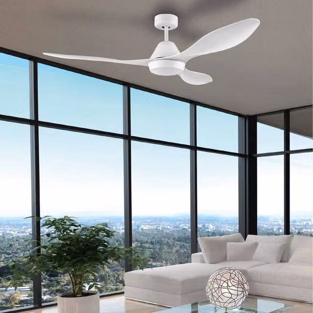 Eglo Antibes LED Ceiling Fan Light with Remote Control and Timer in White Metal Finish