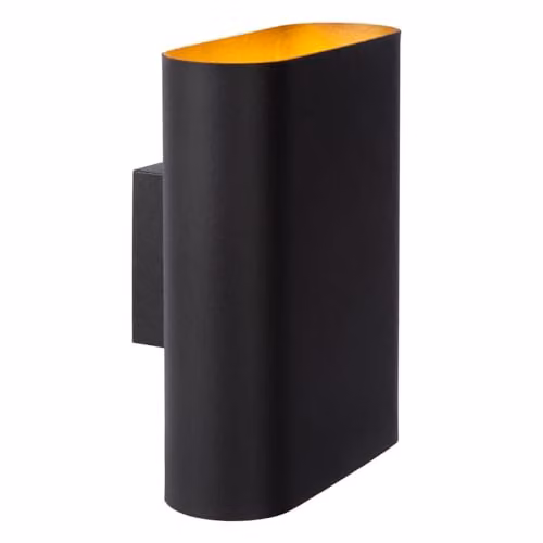 Lucide Ovalis Dimmable Up and Down Wall Light in Black Metal with 2 x E14 Sockets – 4