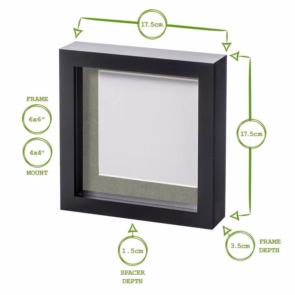 Nicola Spring Grey Square Acrylic Shadow Box Photo Frame with Ivory Mount – 4
