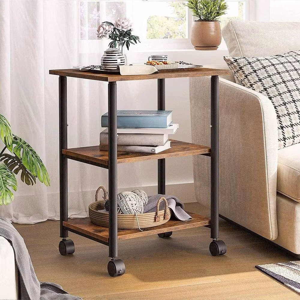 KORVIXA Brown Printer and Record Player Stand, W/D/H: 100 x 100 x 100 cm – 3