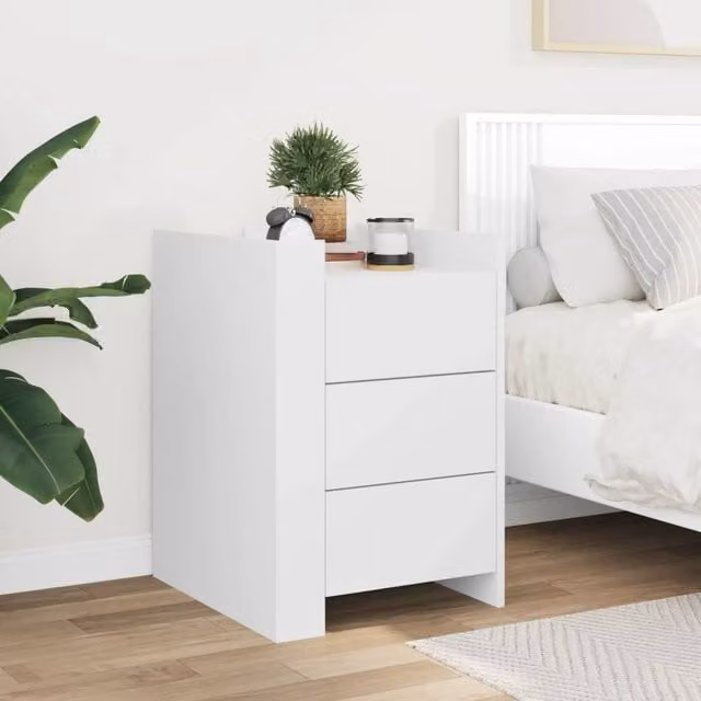 Berkfield Home Decorative White Bedside Cabinet W/D/H: 45 x 50 x 65 cm