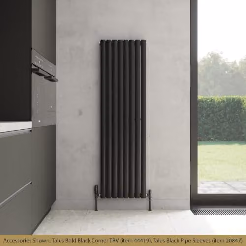 Omeara Black Elliptical Tube Vertical Designer Radiator, W: 46.4 cm, H: 160 cm – 3