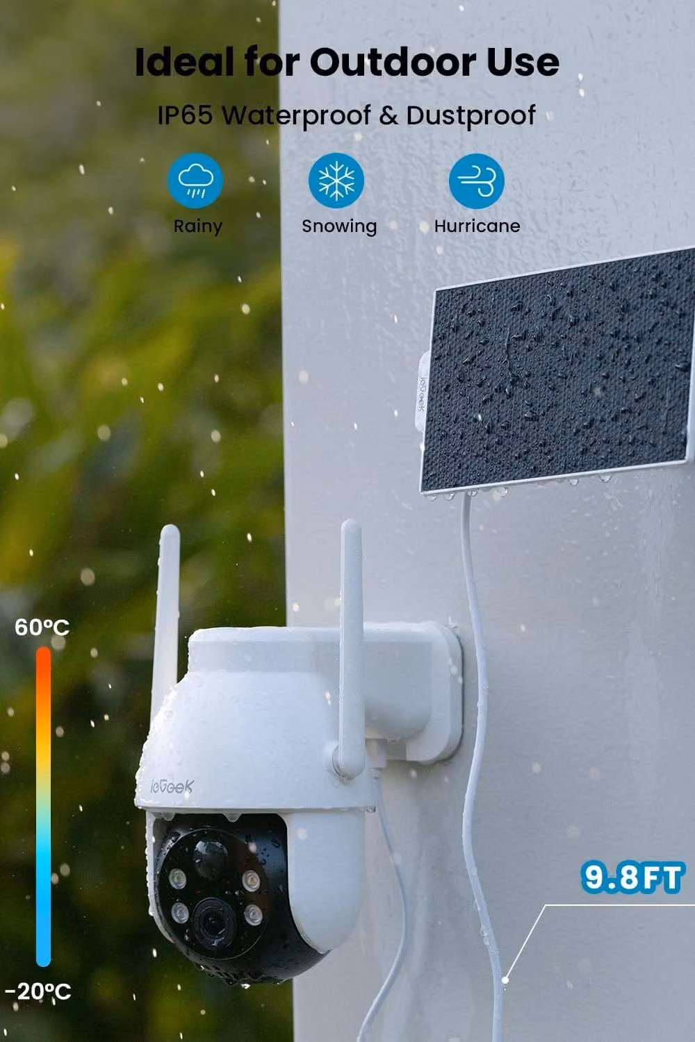 iegeek Clear 2K Solar Security Camera with 360 Degree Pan and Colour Night Vision, White – 7