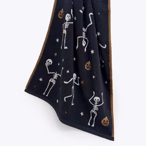 Allure Bath Fashions Luxury Halloween Hand Towels, 100% Cotton, Black, Pack of 2 – 5