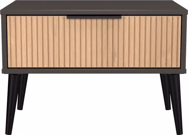 Ready Assembled 2 U Fuji 1 Drawer Wide Side Table in Grey