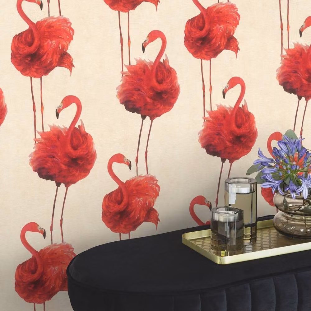 Rasch Flamazing Flamingo Self-Adhesive Non-Woven Wallpaper in Pink, Red and Purple – 10