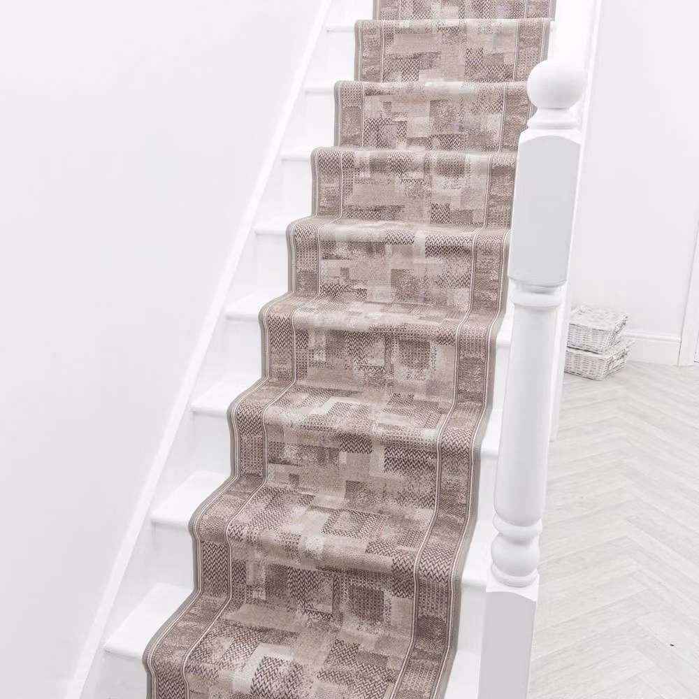 runrug Tribe Stair Runner Carpet in Beige, W: 80 cm x L: 480 cm – 4