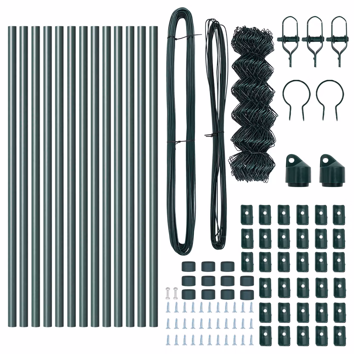 Berkfield Home Green Galvanised Steel Chain Link Fence with 13 Posts, W: 25 m, H: 0.4 m – 4