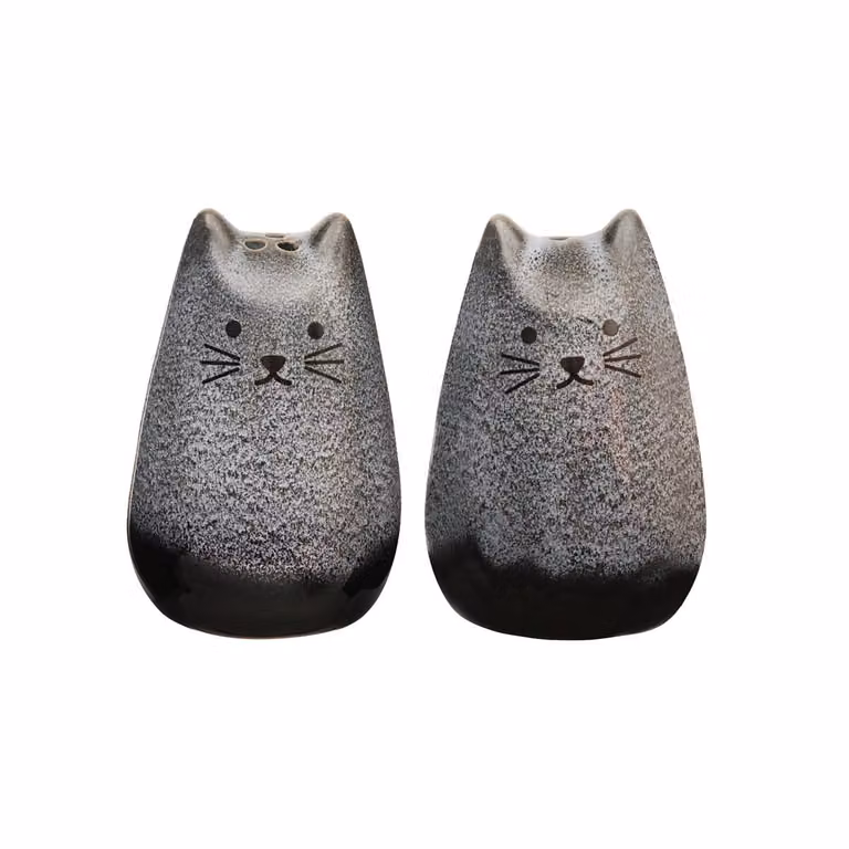 Sass & Belle Mojave Cat Salt and Pepper Shakers in Grey