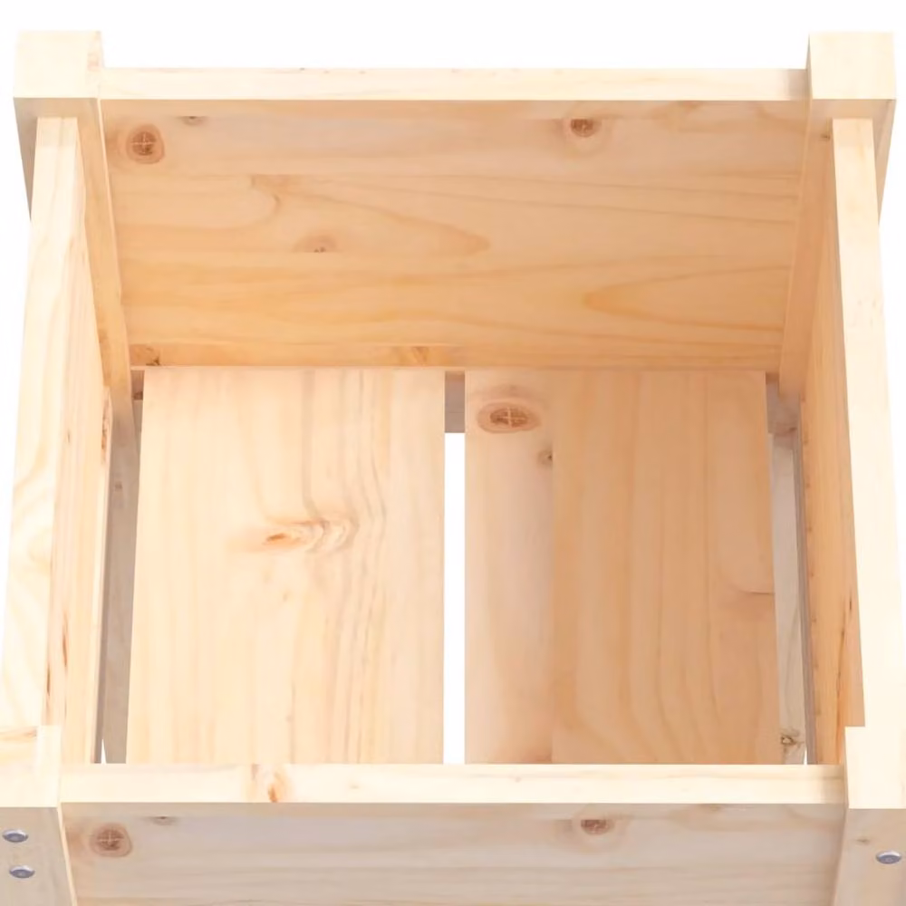 Berkfield Home Garden Planters, 2 Piece Set, Beige Wood, W/D/H: 50 x 50 x 70 cm – 3