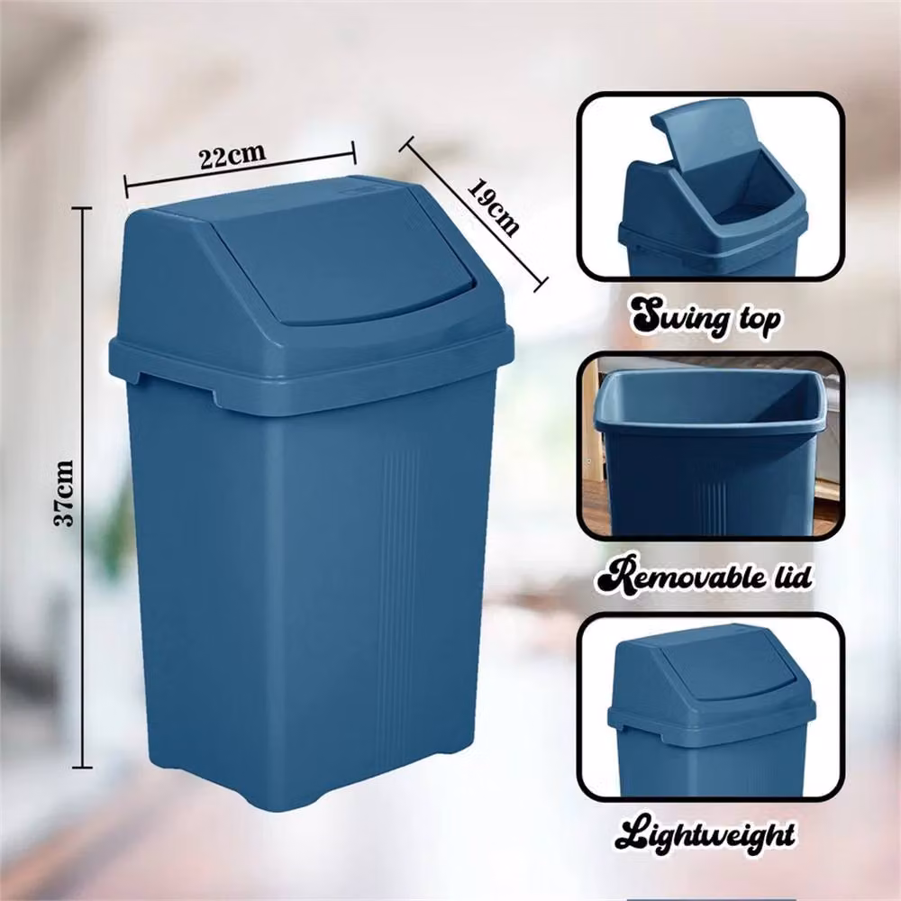 Nordara 8L Plastic Swing Bin with Lid in Blue – 3