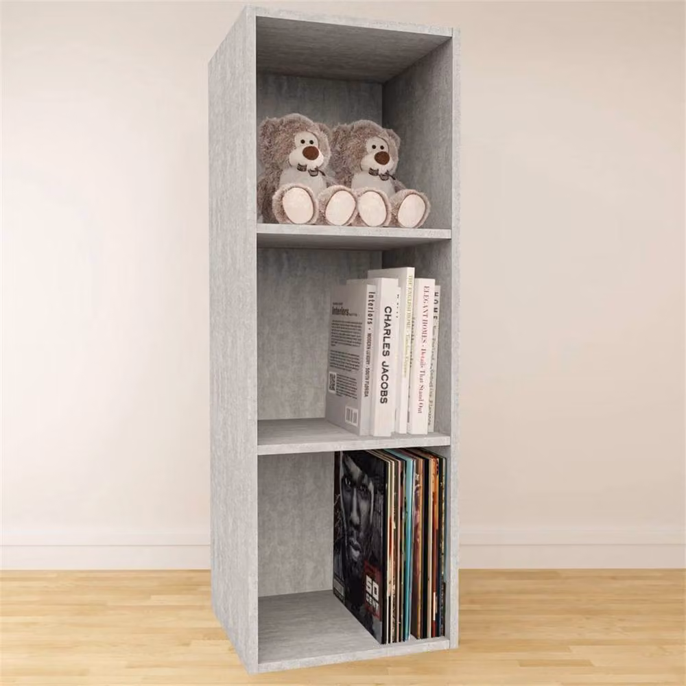 Nordara Large 12" Concrete Effect Record Display Cabinet Unit in Grey, W/D/H: 100 x 100 x 100 cm – 2