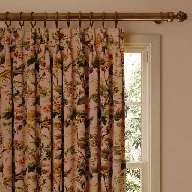 House of Hackney Pink Cotton Linen Fabric Panel Curtain