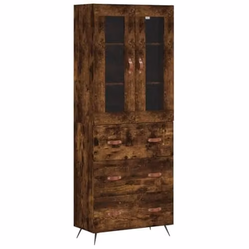 vidaXL Modern Smoked Oak Highboard Sideboard with Metal Feet for your Living Room