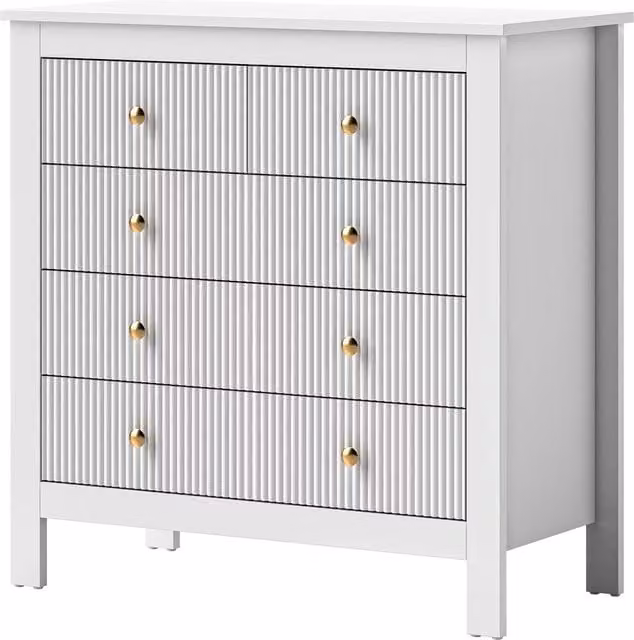 ERGOVEXA Elegant Chest of Five Drawers in White and Gold – 1
