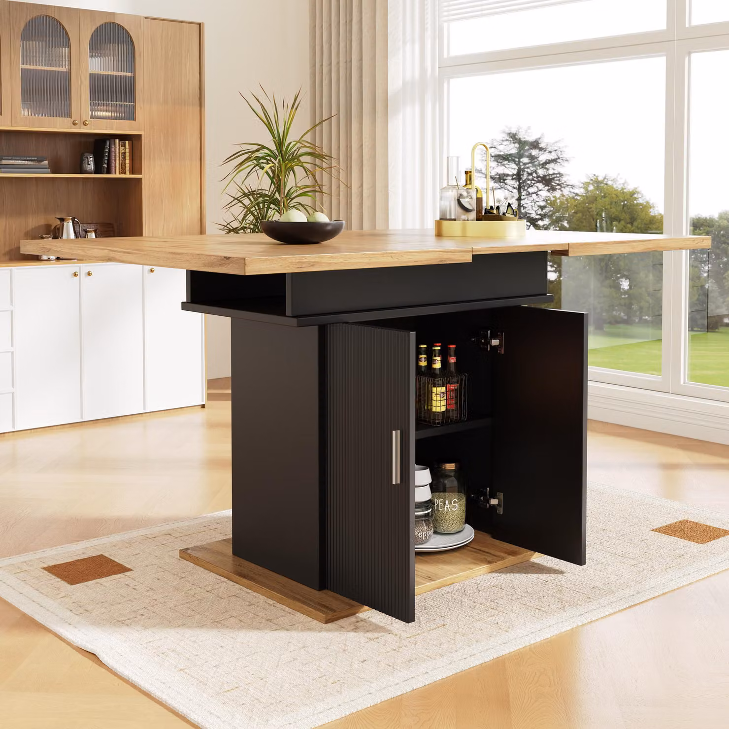Aosom UK Black Extendable Rectangular Dining Table with Storage Shelves and Telescopic Design, W: 140 cm, D: 70 cm, H: 76 cm – 5
