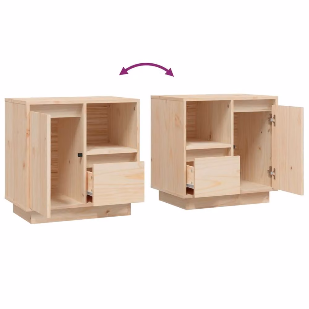 Berkfield Home Beautiful Bedside Cabinet in Light Tan Solid Pine, W/D/H: 50 x 34 x 50 cm – 2