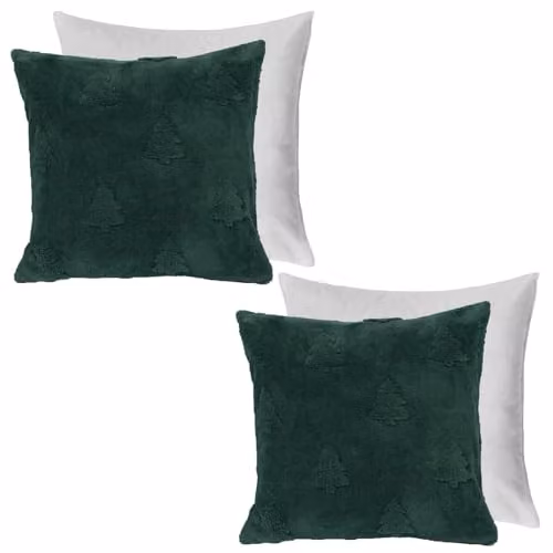 OHS 2 Pack Tufted Winter Tree Sherpa Cushion Covers, Green, W/D/H: 45 x 45 x 45 cm
