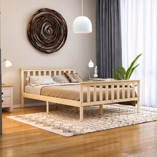 Vida Designs Milan High Foot End Bed in Yellow Pine, W/D/H: 140 x 200 cm