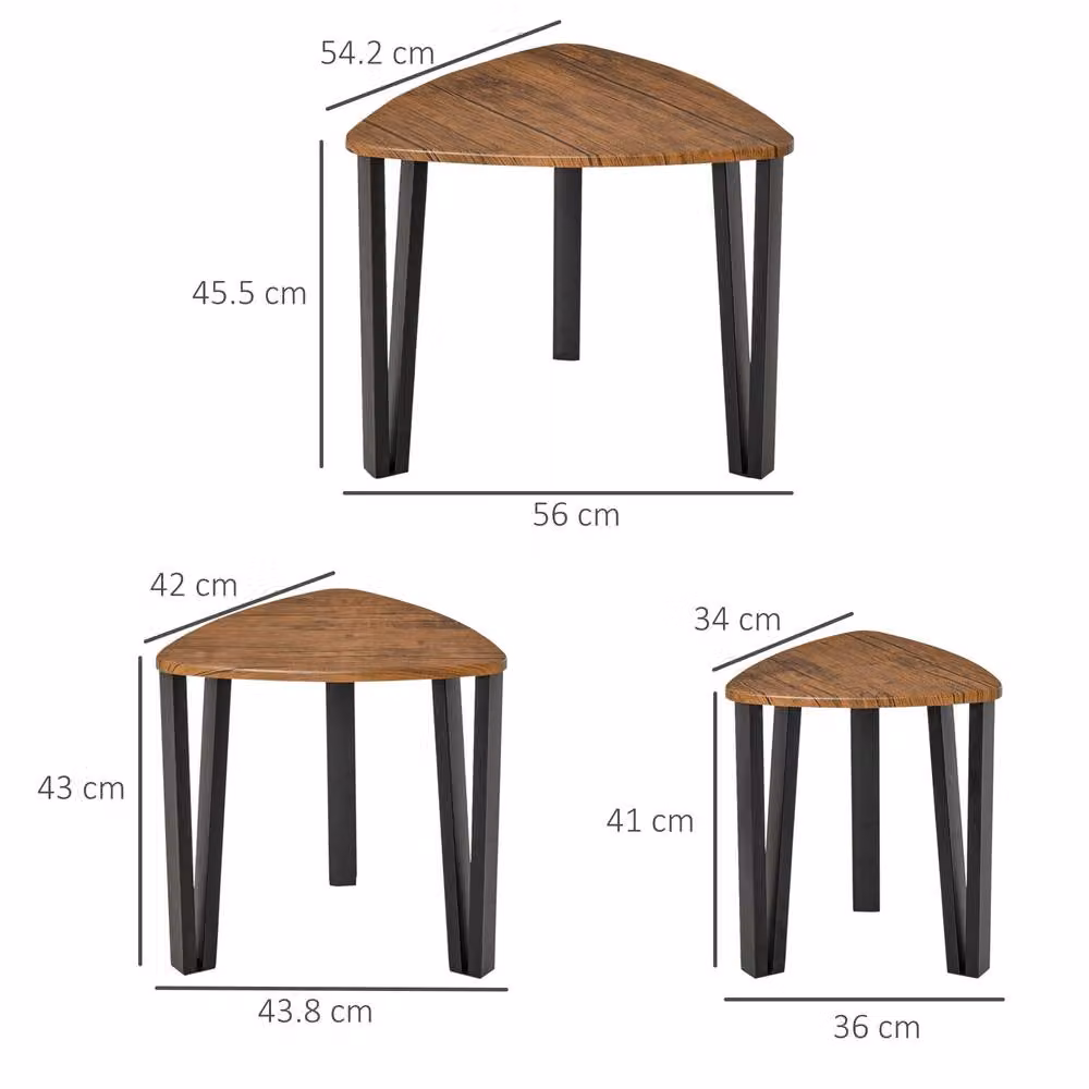 ERGOVEXA Nest of 3 Triangle Coffee Tables in Walnut and Black – 2