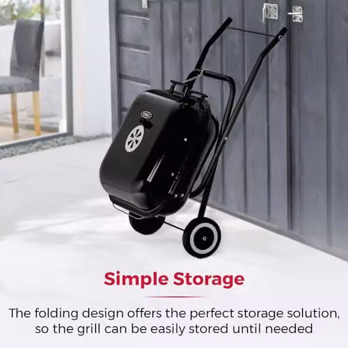 Tower XL Portable Charcoal Grill in Black with Collapsible Legs and Wheels – 4
