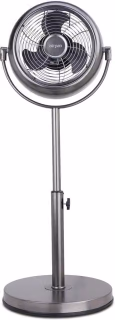 Air Pro Grey Metal Oscillating Pedestal Fan with Adjustable Height