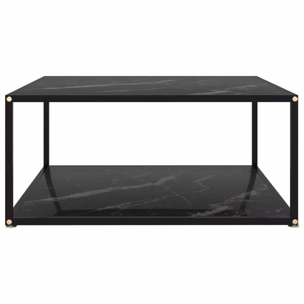 Berkfield Home Modern Black Square Coffee Table with Tempered Glass, W/D/H: 80 x 80 x 35 cm – 2