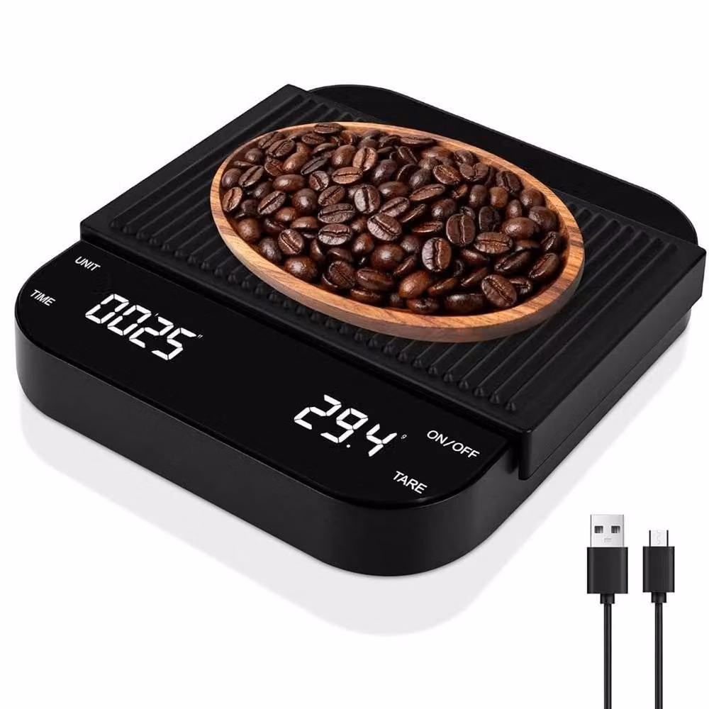 SPETLEK Digital Coffee Scale with Timer and LED Display in Black – 5