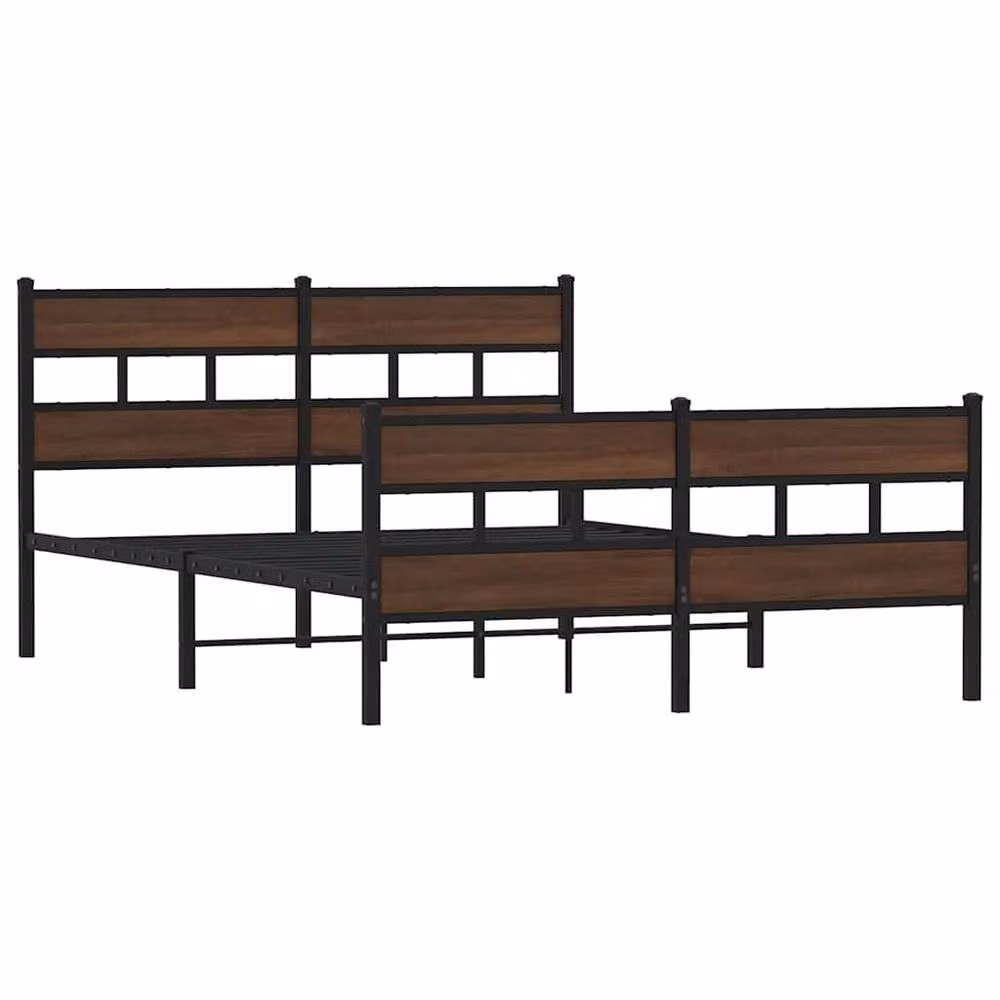 Berkfield Home Metal Bed Frame in Brown Oak, W: 160 cm, D: 200 cm – 3