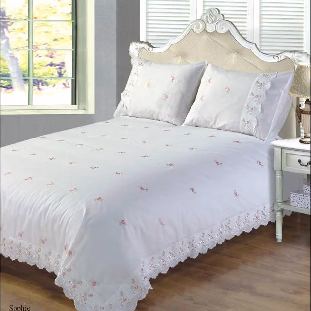 Rapport Home Sophie White Floral Polycotton Duvet Cover and Pillowcase Set, W/D/H: 200 x 200 cm