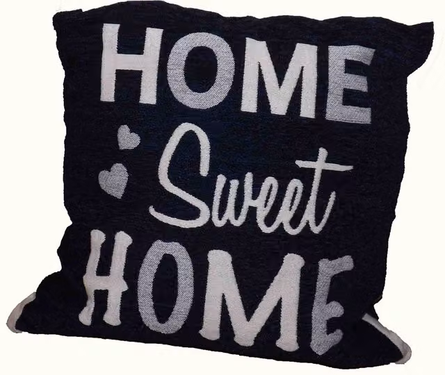 Rapport Home Home Sweet Home Chenille Cushion Cover, Blue, W/D/H: 45 x 45 x 45 cm