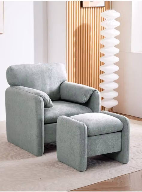 Living and Home Grey Chenille Upholstered Armchair with Footstool