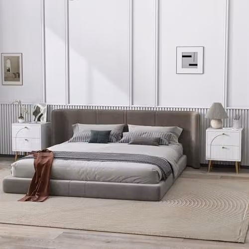 HOMCOM Set of 2 Modern Bedside Cabinets in White and Gold, W/D/H: 40 x 35 x 50 cm – 5