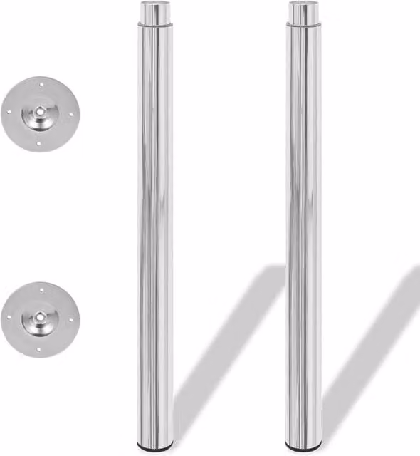 Berkfield Home Sturdy 2 Telescopic Table Legs in Silver Chrome, Height: 710 mm - 1100 mm