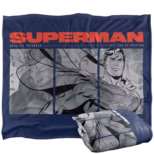 Warner Bros. Superman Man of Steel Comic Silky Touch Super Soft Fleece Throw Blanket, Multicolour, W: 152 cm, D: 127 cm