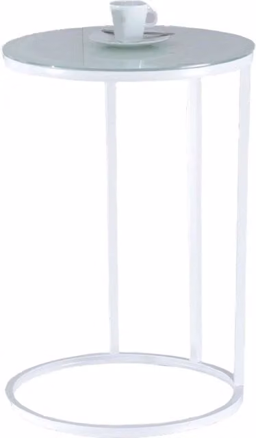 Pirlo Plush Modern Round Glass Side Table in White
