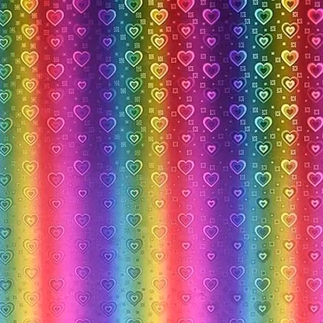 Syntego Pack of 10 Heart Pattern Rainbow Vinyl in Multicolour and Yellow