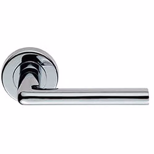 Loops Pair of Rounded Straight Bar Door Handles with Concealed Fix Round Rose in Polished Chrome