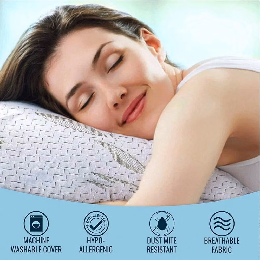 FLAVORA Single White Bamboo Anti Snore Memory Foam Firm Pillow – 2