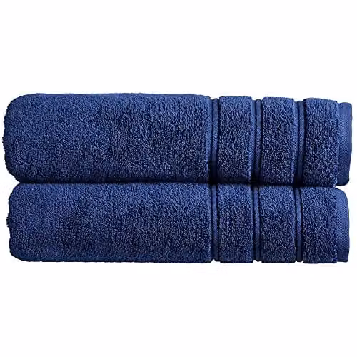Christy Antalya Luxury Turkish Cotton Bath Sheet Set of 2 Blue W/H: 90 x 150 cm – 1