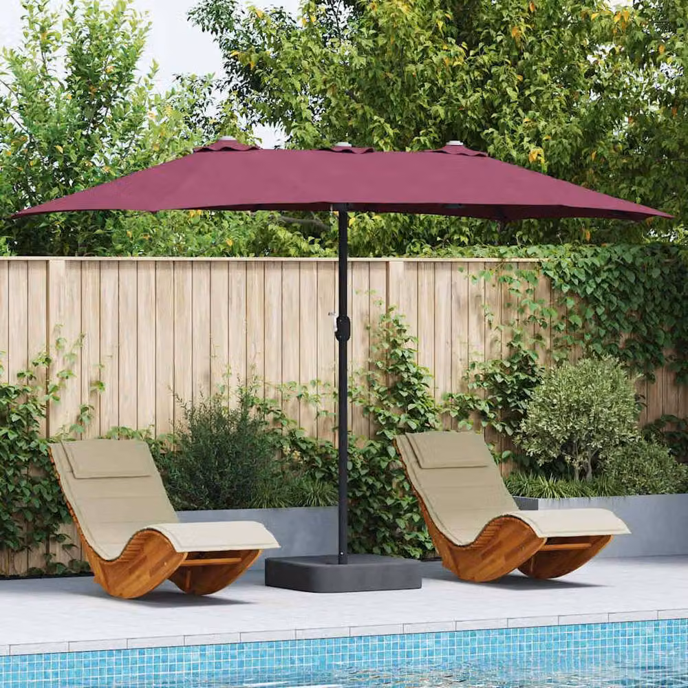 Berkfield Home Modern Folding Garden Parasol in Burgundy Red, W/D/H: 385 x 209 x 244 cm – 2