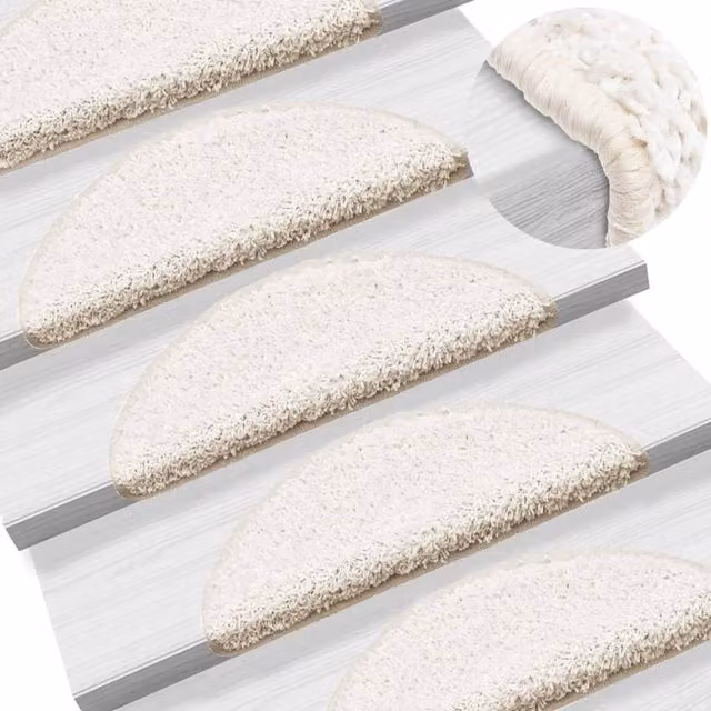 Berkfield Home Self-Adhesive Stair Mats, 10 Pack, White, W/D/H: 56 x 17 x 3 cm