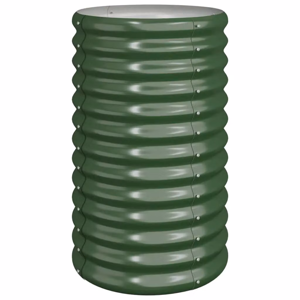 Berkfield Home Powder-coated Steel Garden Planter Tub, Green, W/D/H: 40 x 40 x 68 cm – 2