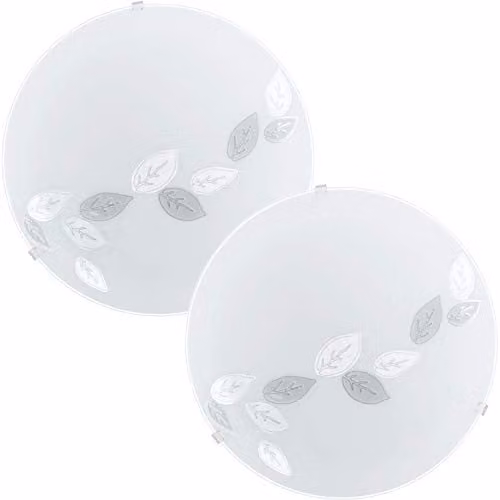 Loops 2 Pack Modern White Leaf Design Wall and Ceiling Light with Satin Glass and E27 Socket
