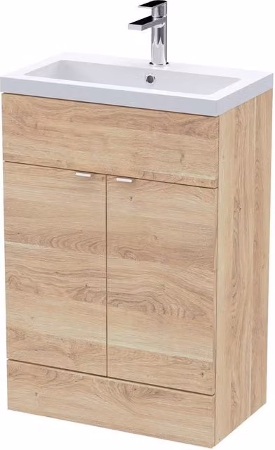 Balterley Alrewas Contemporary 2 Door Floor Standing Bathroom Vanity Basin Unit, Brown Oak, Width: 60 cm