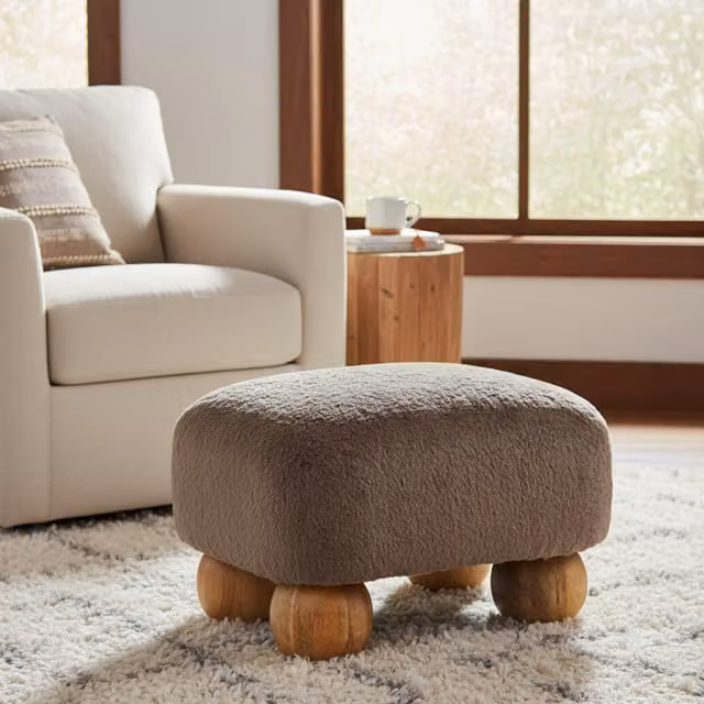Artisan Furniture Mocha Faux Fur Nordic Footstool in Brown