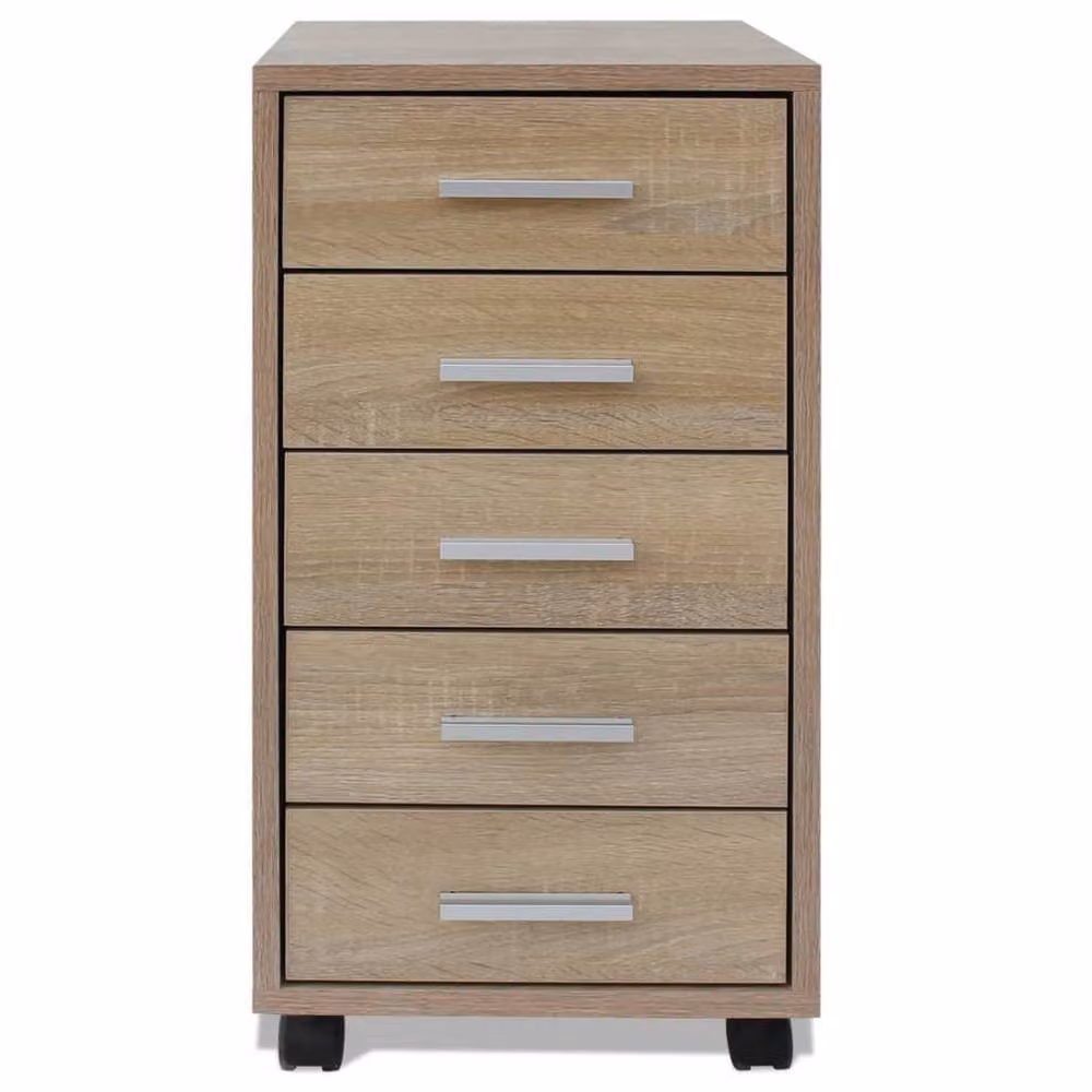 Berkfield Modern Oak Home Office Drawer Unit with Castors, Brown – 2