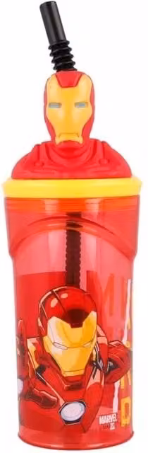Stor Avengers Iron Man 3D Figurine Tumbler, Red, 360ml