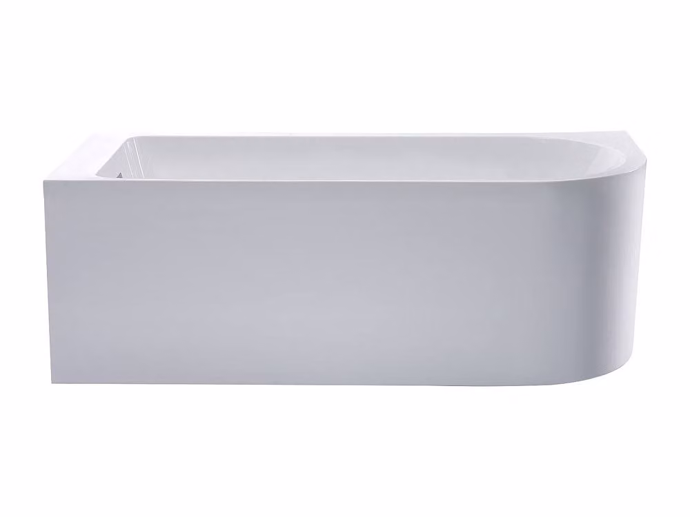 Vente-unique Left-Hand Corner Acrylic Bathtub with Apron, White, W/D/H: 150 x 75 x 58 cm – 2